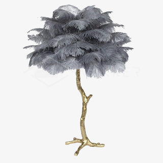 Ostrich Feather Table Lamp-Neutral Decor