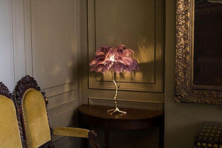 Ostrich Feather Table Lamp-Neutral Decor