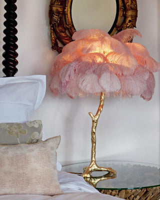 Ostrich Feather Table Lamp-Neutral Decor