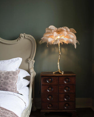 Ostrich Feather Table Lamp-Neutral Decor
