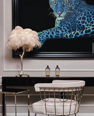 Ostrich Feather Table Lamp-Neutral Decor