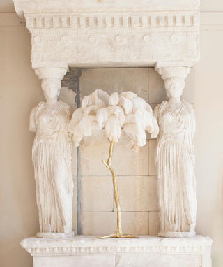 Ostrich Feather Table Lamp-Neutral Decor