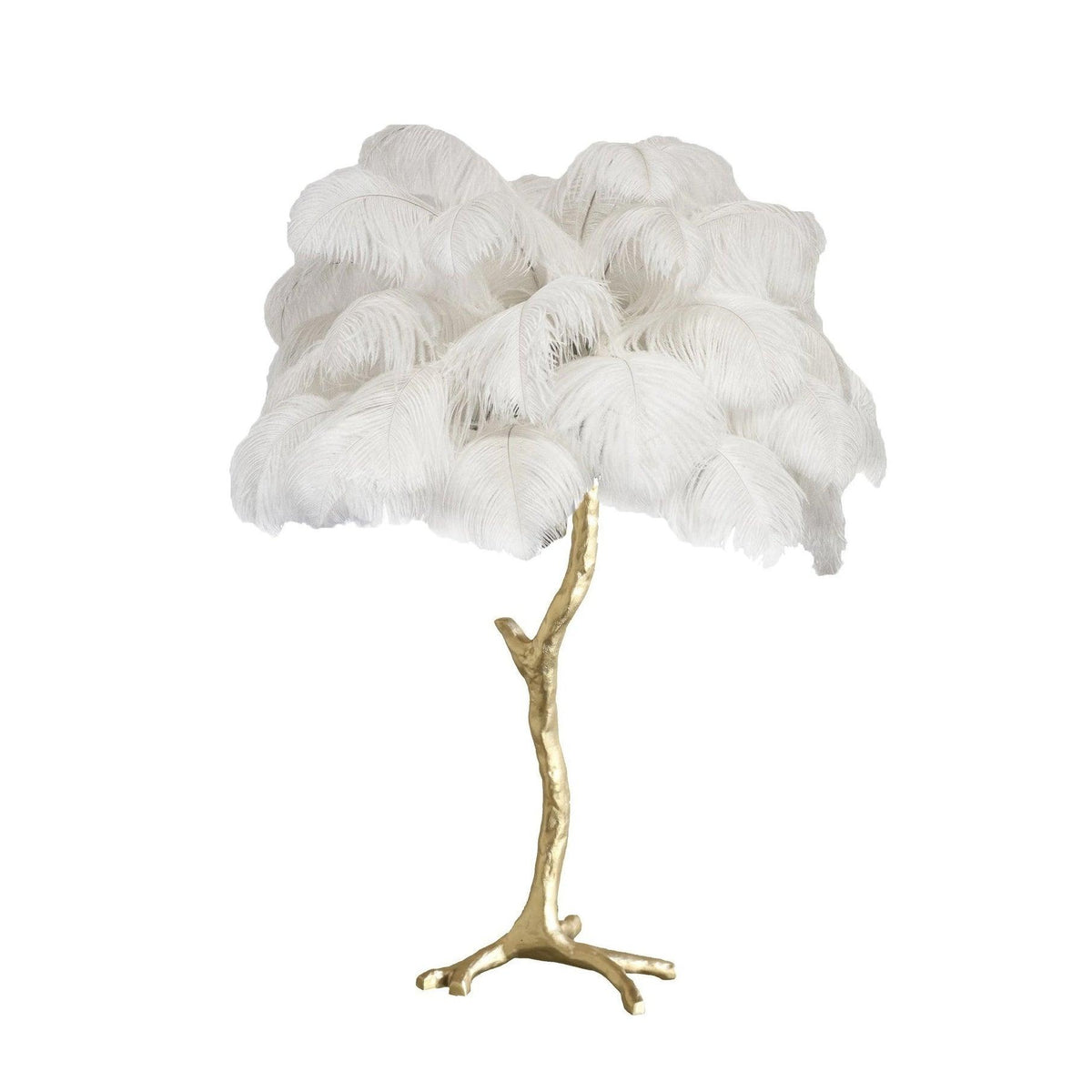 Ostrich Feather Table Lamp-Neutral Decor