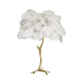 Ostrich Feather Table Lamp-Neutral Decor