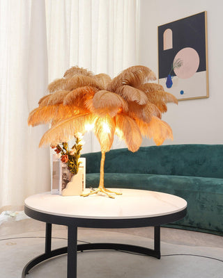 Ostrich Feather Table Lamp-Neutral Decor