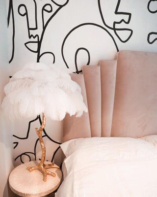 Ostrich Feather Table Lamp-Neutral Decor