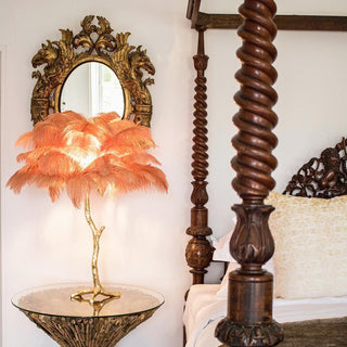 Ostrich Feather Table Lamp-Neutral Decor