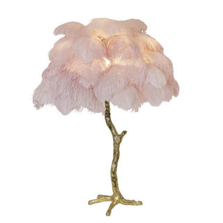 Ostrich Feather Table Lamp-Neutral Decor