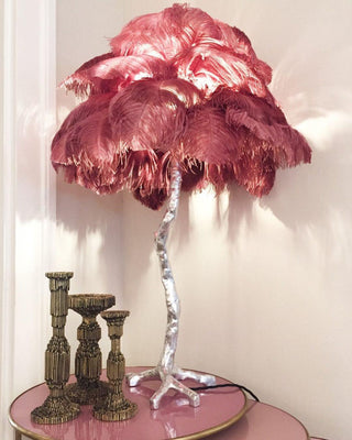Ostrich Feather Table Lamp-Neutral Decor