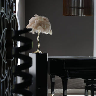 Ostrich Feather Table Lamp-Neutral Decor