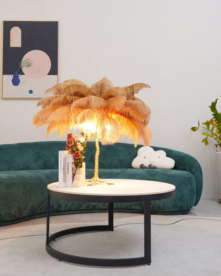 Ostrich Feather Table Lamp-Neutral Decor