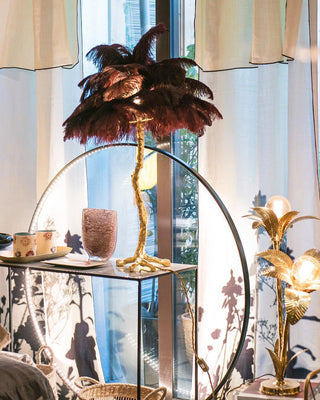 Ostrich Feather Table Lamp-Neutral Decor