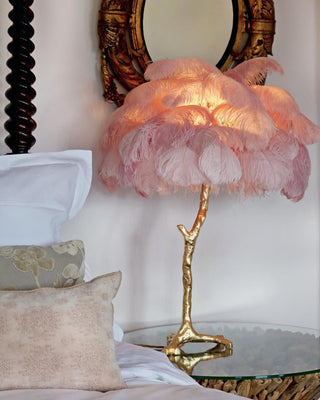 Ostrich Feather Table Lamp-Neutral Decor