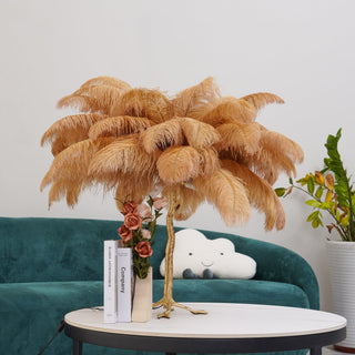 Ostrich Feather Table Lamp-Neutral Decor
