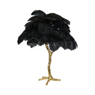 Ostrich Feather Table Lamp-Neutral Decor