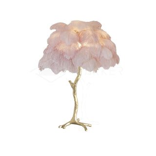 Ostrich Feather Table Lamp-Neutral Decor
