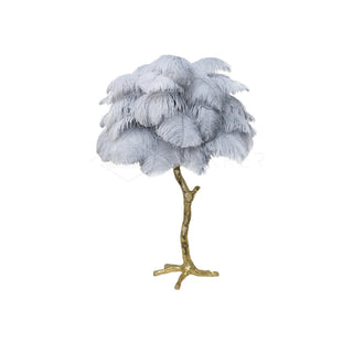 Ostrich Feather Table Lamp-Neutral Decor