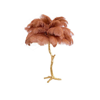 Ostrich Feather Table Lamp-Neutral Decor