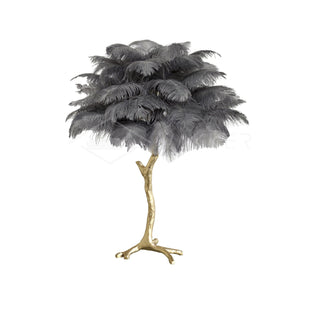 Ostrich Feather Table Lamp-Neutral Decor