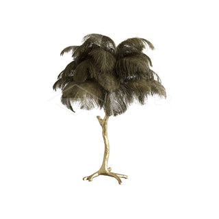 Ostrich Feather Table Lamp-Neutral Decor