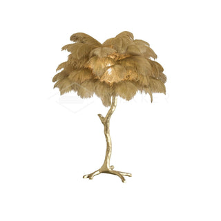Ostrich Feather Table Lamp-Neutral Decor