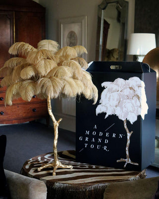 Ostrich Feather Table Lamp-Neutral Decor