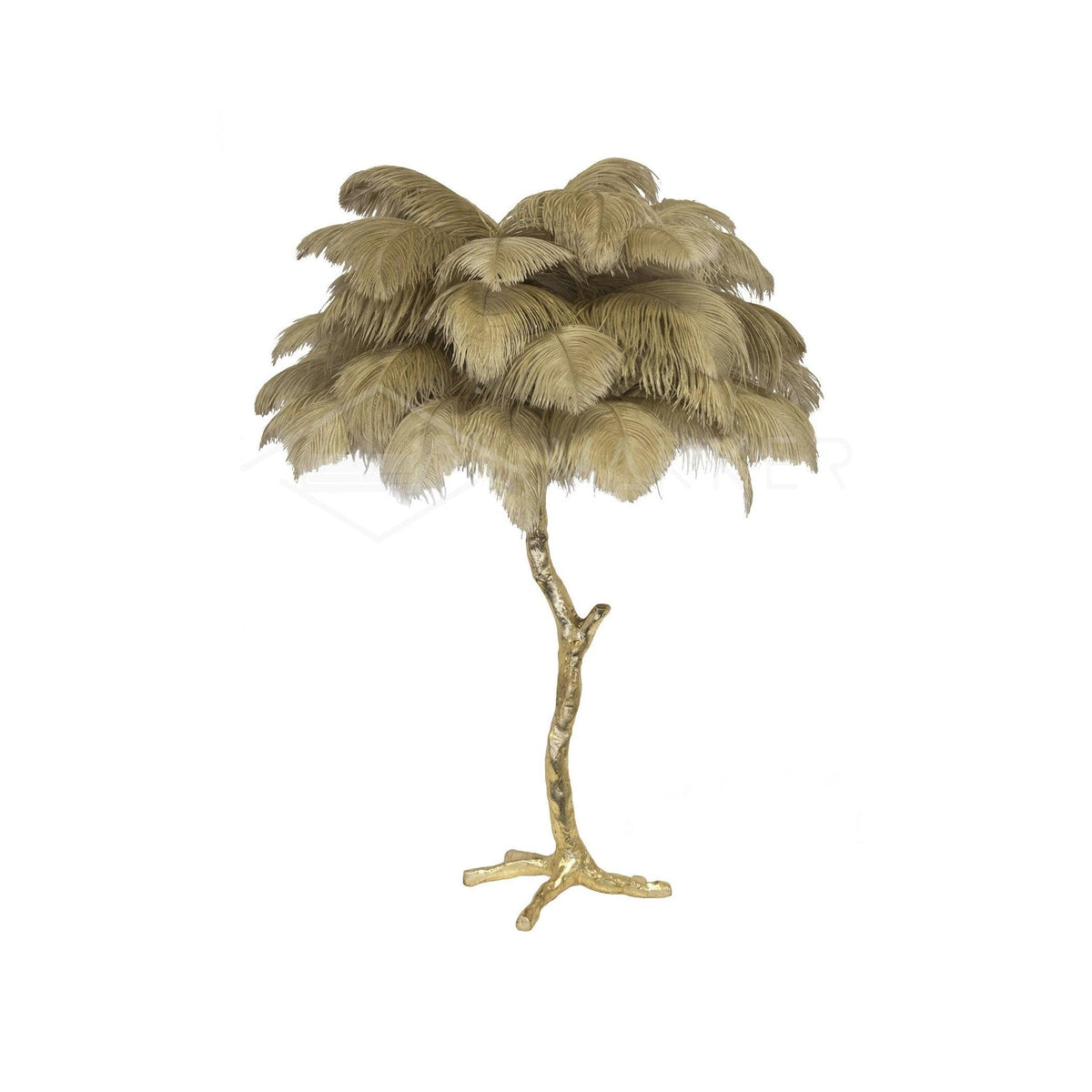 Ostrich Feather Table Lamp-Neutral Decor
