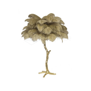 Ostrich Feather Table Lamp-Neutral Decor