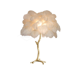 Ostrich Feather Table Lamp-Neutral Decor