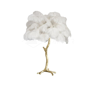 Ostrich Feather Table Lamp-Neutral Decor