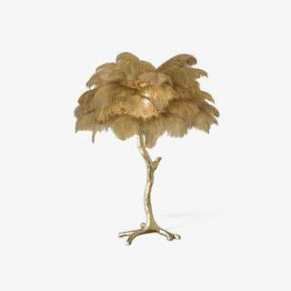 Ostrich Feather Table Lamp-Neutral Decor