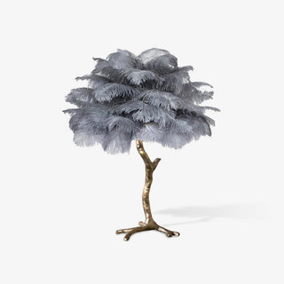 Ostrich Feather Table Lamp-Neutral Decor