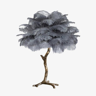 Ostrich Feather Table Lamp-Neutral Decor