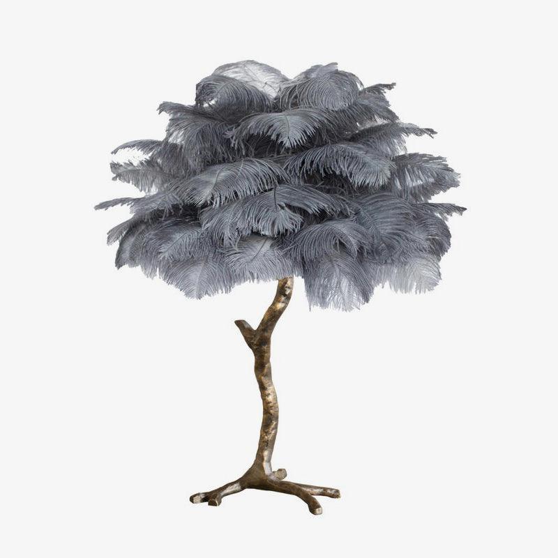 Ostrich Feather Table Lamp-Neutral Decor