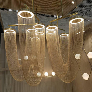 Lustra Suspension en Chaîne de Cuivre Moderne