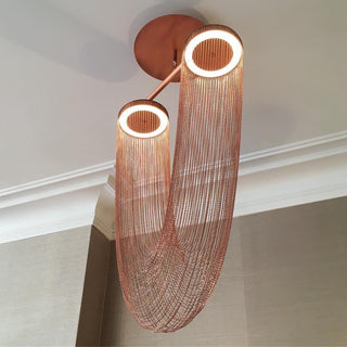 Lustra Suspension en Chaîne de Cuivre Moderne