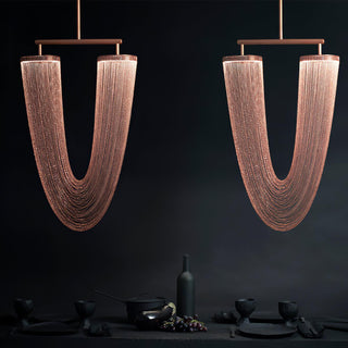 Lustra Suspension en Chaîne de Cuivre Moderne