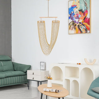 Lustra Suspension en Chaîne de Cuivre Moderne