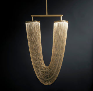 Lustra Suspension en Chaîne de Cuivre Moderne