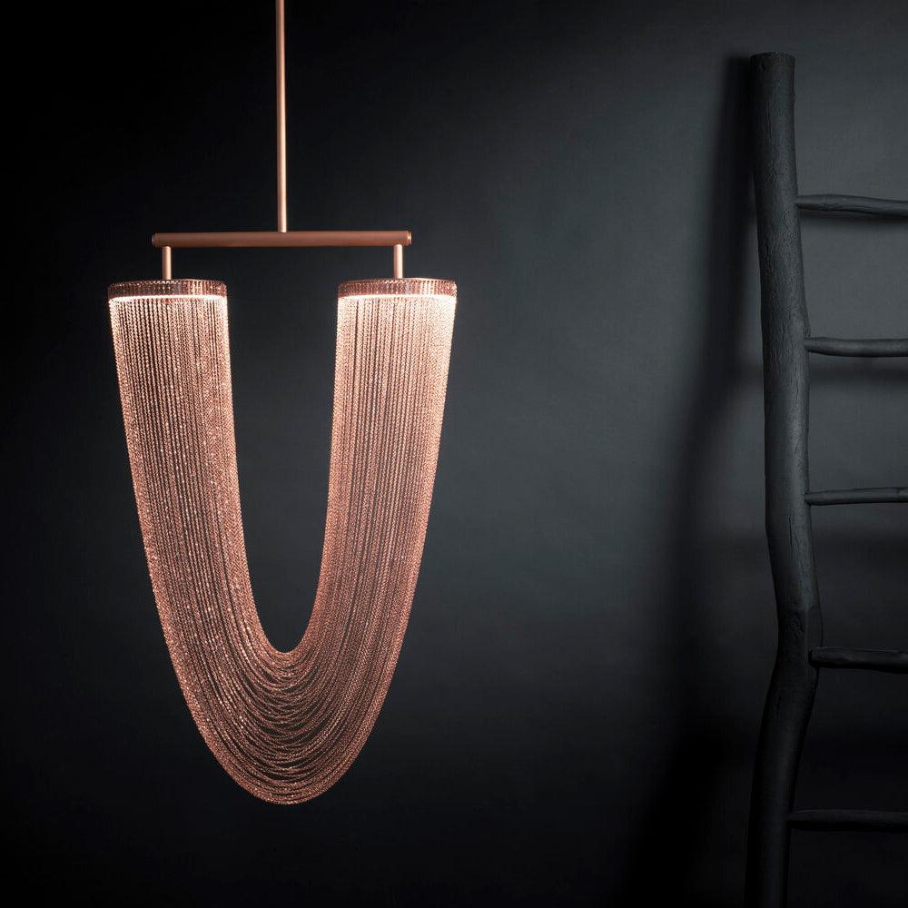 Veyria Suspension en Chaîne de Cuivre Moderne