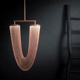 Lustra Suspension en Chaîne de Cuivre Moderne