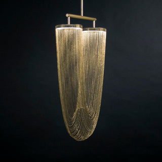 Lustra Suspension en Chaîne de Cuivre Moderne