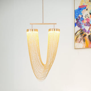 Lustra Suspension en Chaîne de Cuivre Moderne