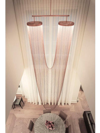 Lustra Suspension en Chaîne de Cuivre Moderne