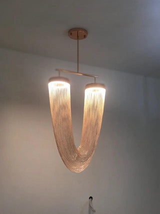 Lustra Suspension en Chaîne de Cuivre Moderne