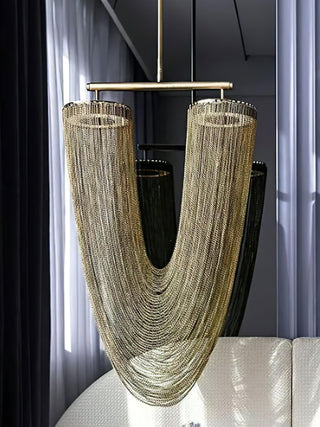 Lustra Suspension en Chaîne de Cuivre Moderne