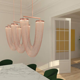 Lustra Suspension en Chaîne de Cuivre Moderne