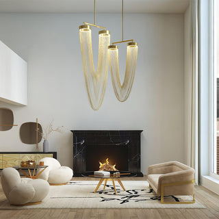 Lustra Suspension en Chaîne de Cuivre Moderne