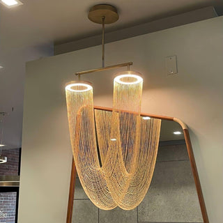 Lustra Suspension en Chaîne de Cuivre Moderne