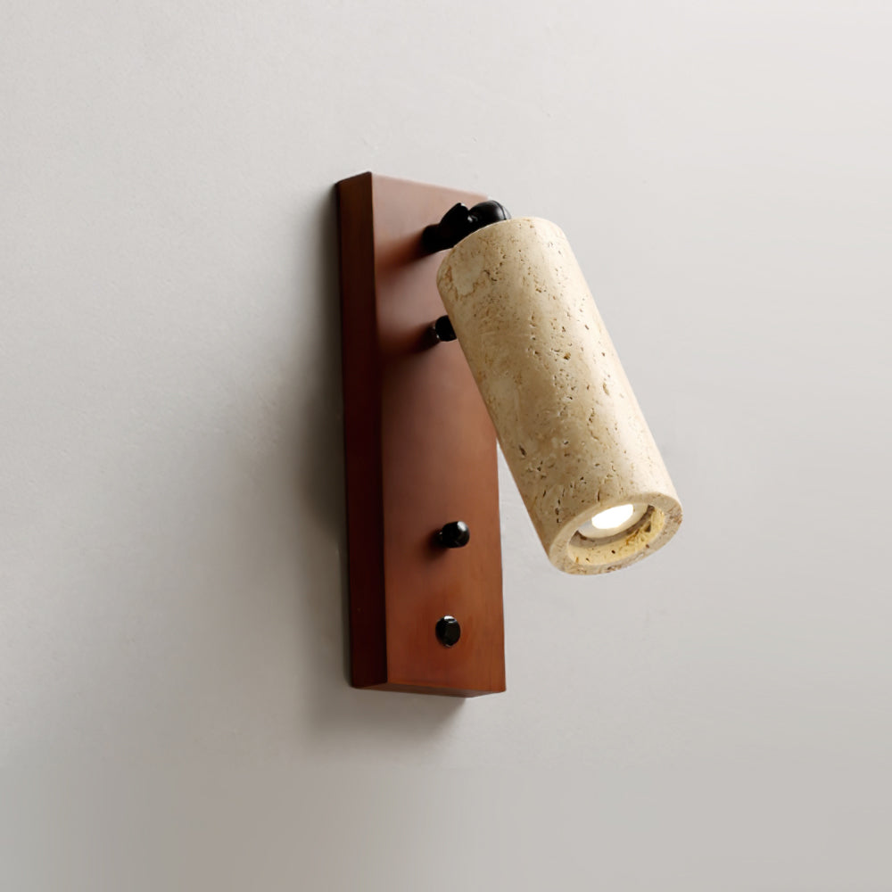 Neptune Wall Lamp Spotlight Yellow Travertine Wood-Neutral Decor